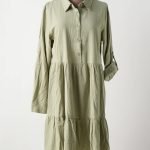 Robe Mi-longue Kaffe Vert Manches Longues