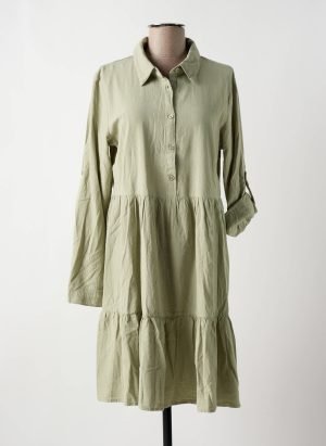 Robe Mi-longue Kaffe Vert Manches Longues