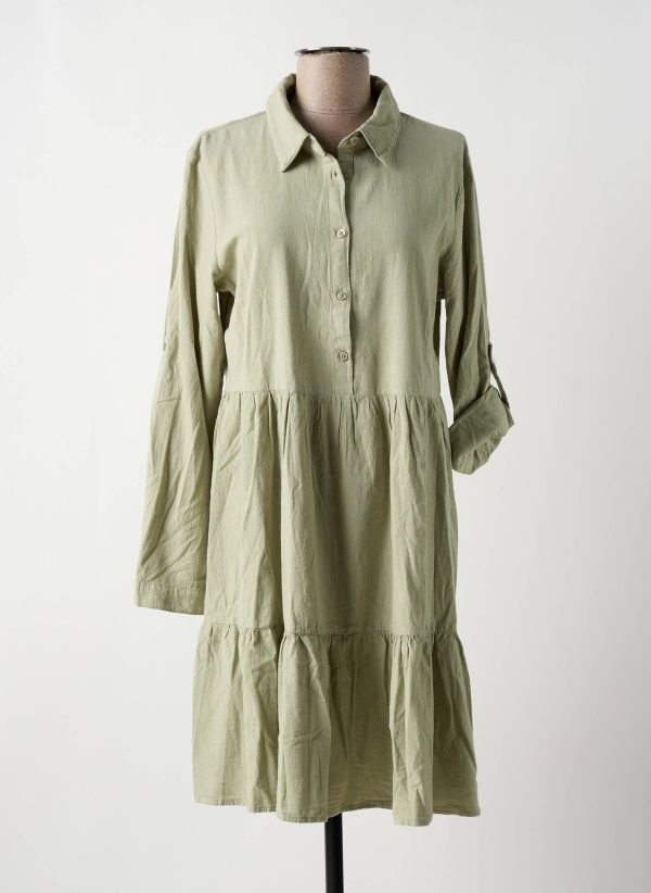 Robe Mi-longue Kaffe Vert Manches Longues