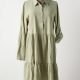Robe Mi-longue Kaffe Vert Manches Longues
