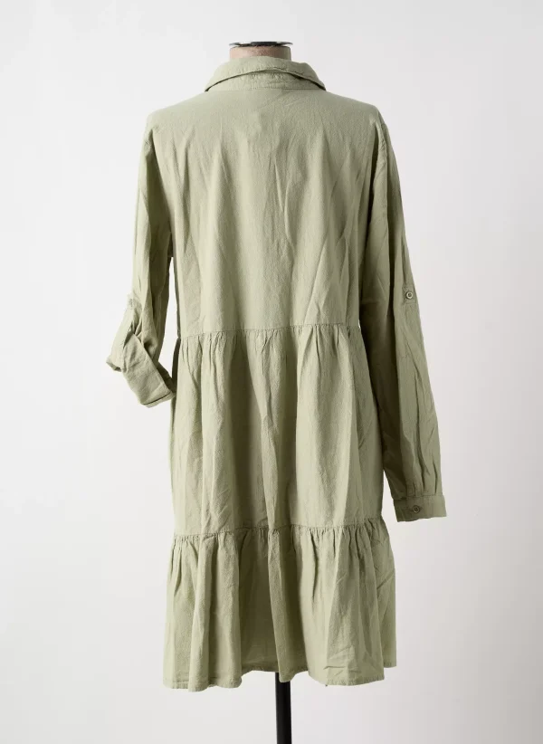 Robe Mi-longue Kaffe Vert Manches Longues